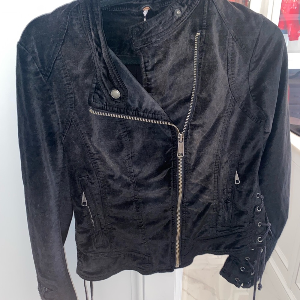 Free people velvet jacket with tie up details